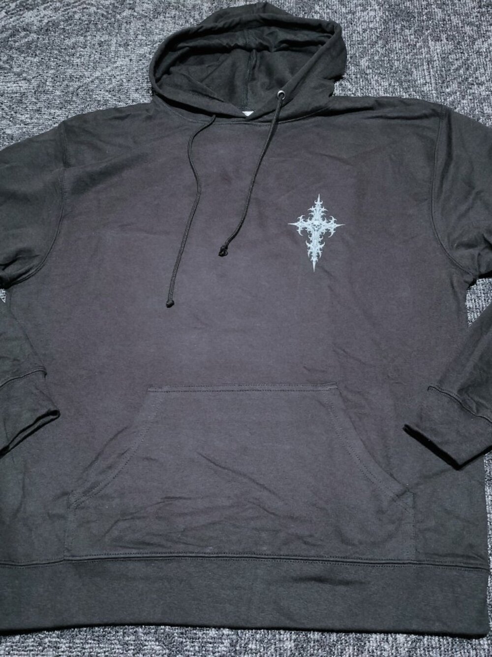 Skull Gothic Goth Cross Black Pullover Hoodie Cotton Sweatshirt mens XXL NEW - Picture 3 of 8